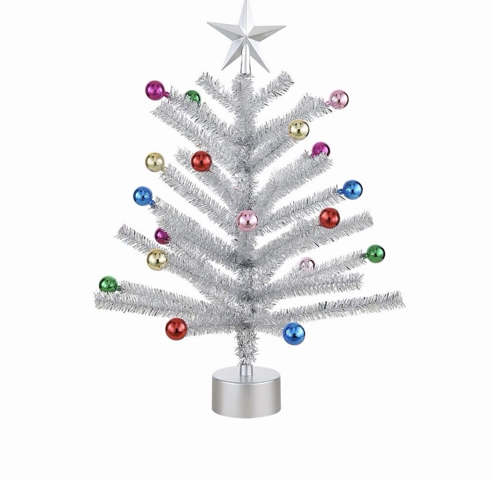 Mr. Christmas 24" Rotating Silver Tinsel Tree Retro Christmas Decor viral